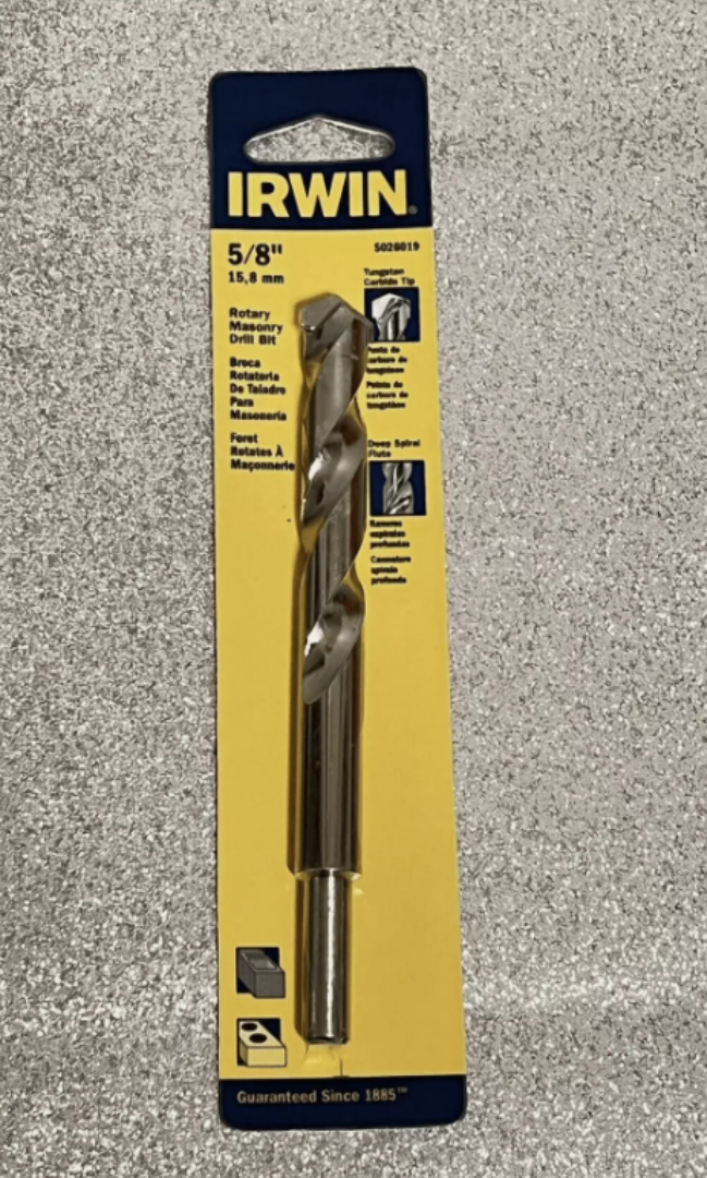 Irwin 5/8" x 6" Rotary Masonry Drill Bit Tungsten Carbide Tip 5026019 New